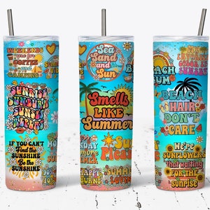 Retro Hippie Summer Vibes 20oz Skinny Tumbler Wrap -Boho Tumbler-Gypsy Gift, Bohemian Gift For Her, Hippie Tumbler Wrap, Hippie Tumbler PNG