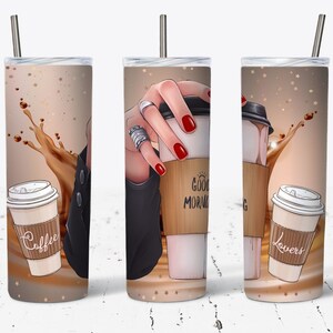 Coffee Lovers 20oz Skinny Tumbler Sublimation Designs Tumbler for Straight/Tapered PNG File, Coffee Tumbler Wrap, Coffee Lovers Gift