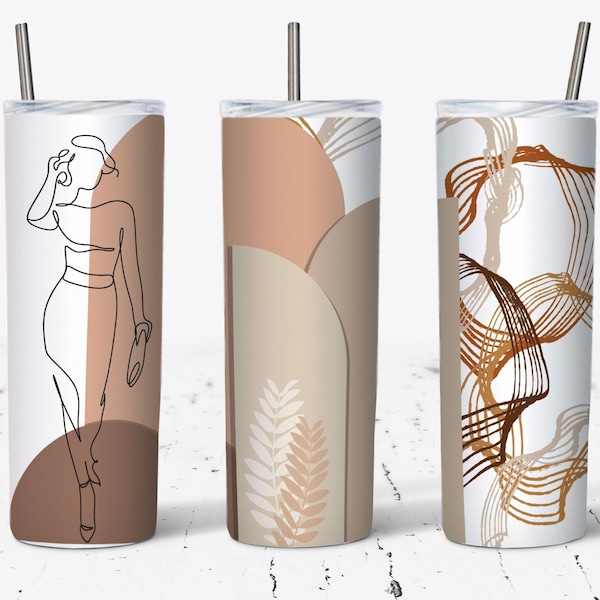 Mid Century Modern Art 20oz Skinny Tumbler Sublimation Designs Tumbler PNG File Digital Download, Minimalist Tumbler Wrap, Bohemian Gifts