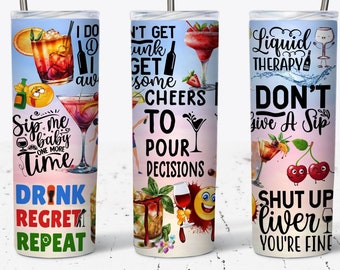 Cheers To Pour Decisions Cocktail Alcohol Tumbler Designs, Tumbler sottile da 20 once, Tumbler alcolico - Download digitale PNG