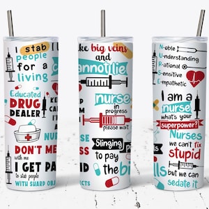 Funny Nurse Tumbler Wrap, 20oz Skinny Tumbler Sublimation Design, PNG File Digital Download, Funny Nurse Gift, Funny Tumbler Wrap