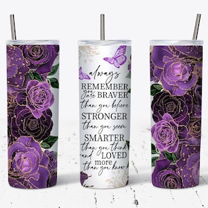 Motivational Quote 20oz Skinny Tumbler Sublimation Design, Always Remember You Are Braver Tumbler Straight & Tapered PNG Digital Download