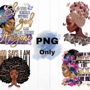 Black Women PNG, 4 Png Files, Afro Queen PNG, Melanin Girl, Black Queen png, PNG Sublimation, Digital File Sublimation, Afro American Girl