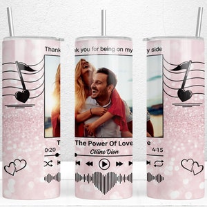 Personalised Song Plaque Couples Photo Tumbler Template Add Your Own Photos, 20 oz Skinny Tumbler Sublimation Wrap,  Photo Collage Tumbler
