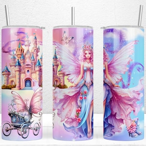 Fairy Princess Tumbler Wrap, 20oz Skinny Tumbler Sublimation Designs Tumbler PNG File Digital Download, Cartoon Tumbler Wrap, Kids Tumbler
