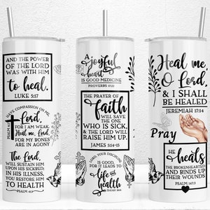 Healing Bible Verse Affirmations Sublimation Design, 20oz Skinny Tumbler Wrap, Religious Tumbler Wrap, Gifts for Hope, Healing Affirmation