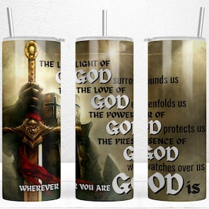 The Light Of GOD... 20oz Skinny Tumbler Sublimation Design, Religious Tumbler Wrap, Christian Jesus Tumbler Straight , Christian Gift