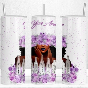 Black Girl Magic Motivation  Sublimation Design Wraps for 20 oz Skinny Tumbler - Black Girl Magic Tumbler Wrap, Afro American Women Gift