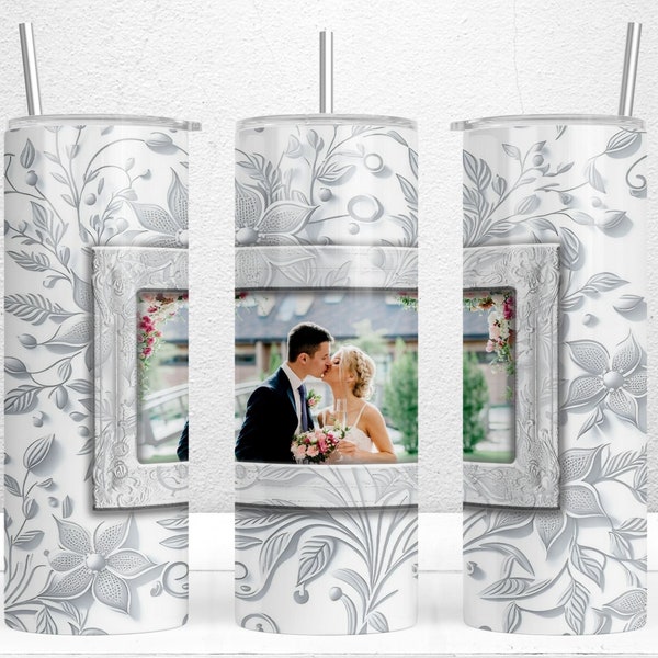 Mariage Photo Tumbler Wrap, Ajoutez votre Photo, 20oz Skinny Tumbler, Téléchargement numérique PNG, Love Polaroid, Wedding Tumbler Wrap, Mr and Mrs Gift