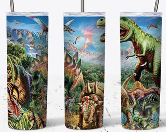 Dino Tumbler 20oz Skinny Tumbler Sublimation Designs for Straight/Tapered Kids Tumbler Design,PNG Digital Download, Dinosaur Tumbler Wrap