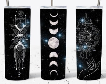 Celestial Zodiac Tumbler Glitter 20 oz Skinny Tumbler Sublimation Design Straight Design, Zodiac Gift Wrap, Witchy Vibes, Spooky Season
