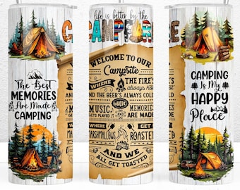 Life Is Better By The Campfire Tumbler Sublimation Design, 20oz Skinny Tumbler Sublimation, Camping Tumbler Wrap, PNG File Digital Download