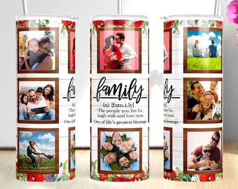 Familie Definition Zitat Foto Becher Vorlage, 20 Unzen dünner Becher, Foto Collage Vorlage, Foto Becher gerade/Wrap PNG digitaler Download