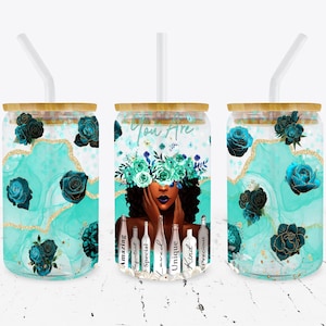 Black Girl You Are Unique... 16 oz Libbey Glass Can Tumbler Sublimation Design, Melanin Girl, Black Queen PNG, Digital File, Libbey Cup