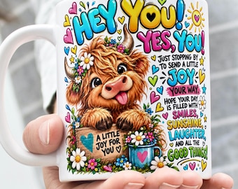 Highland Cow Mug Wrap PNG, 11oz & 15oz Motivational Mug Wrap, Cute Cow Mug Design, Positive Quote Mug, Funny Mug Wrap Digital Download