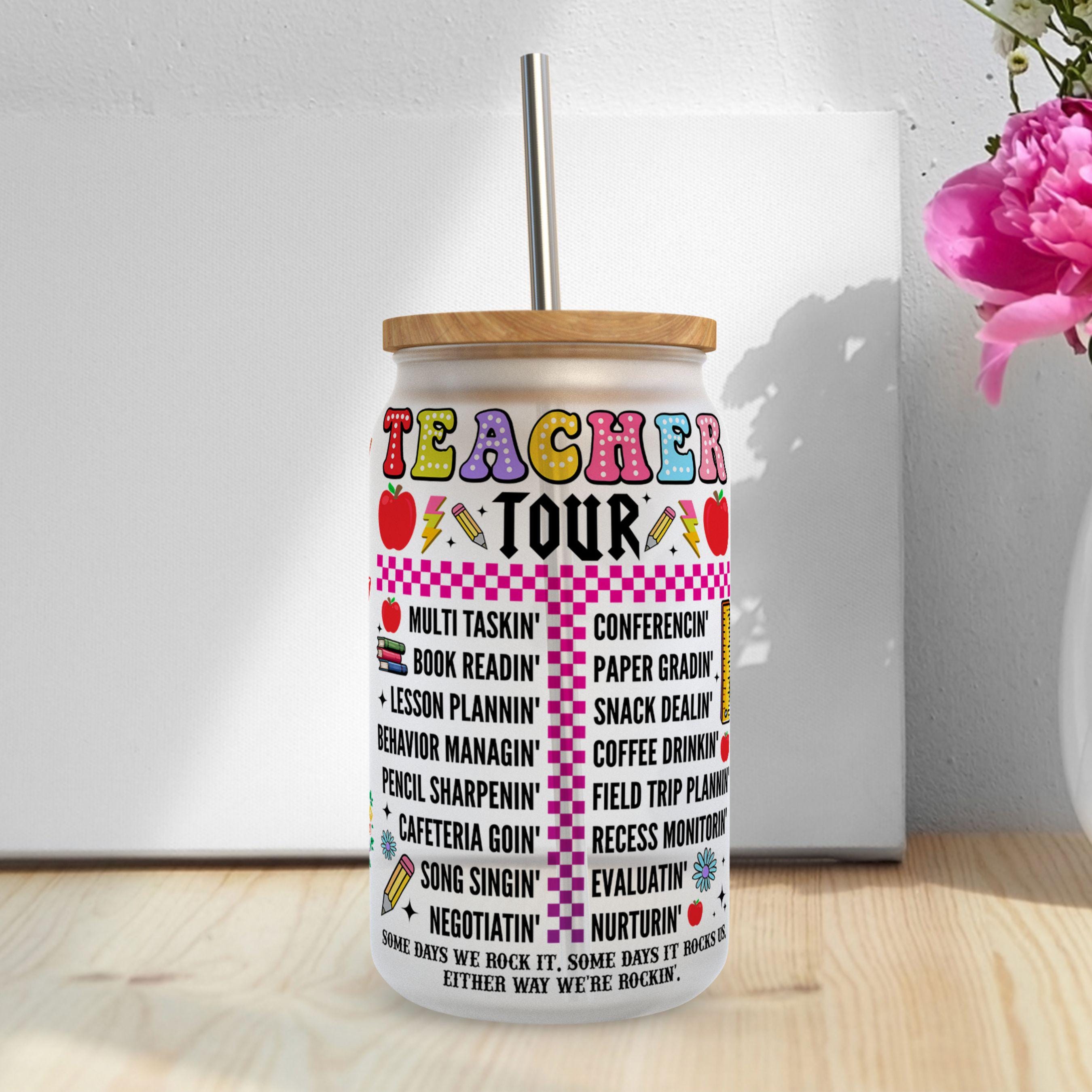 ABCD Teacher Tour 16oz Libbey Glass Can Sublimation Design, Teacher ...