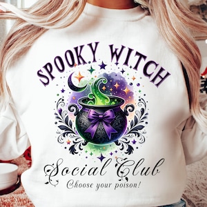 Spooky Witch Social Club Png, Halloween Design png, Witchy Vibes Png, Gothic Png, Halloween Coquette Bow, Soft Girl Png, Spooky Girl Png