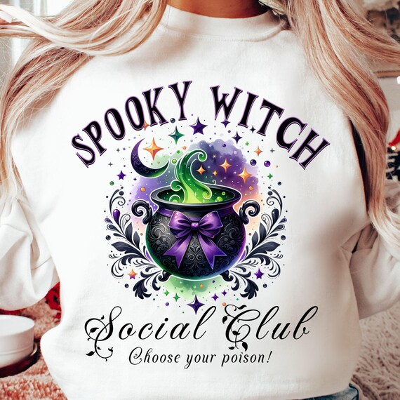 Spooky Witch Social Club Png, Halloween Design png, Witchy Vibes Png, Gothic Png, Halloween Coquette Bow, Soft Girl Png, Spooky Girl Png