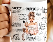 Believe In Yourself Mug Wrap, 11oz & 15oz Mug Template, Motivational Coffee Cup For Woman, Daily Affirmations Mug Wrap PNG Digital Download