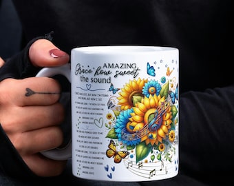 Amazing Grace Mug Wrap PNG, 11oz & 15oz Mug Template, Christian Mug Wrap, Religious Mug Wrap, Faith and Hymn Mug Design PNG Digital Download