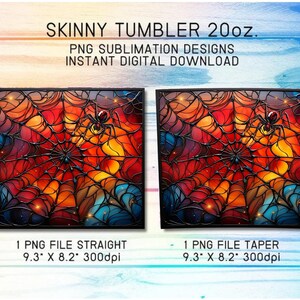 Spider Web Stained Glass 20oz Skinny Tumbler, Halloween Tumbler Wrap ...