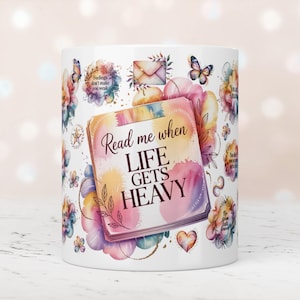 Positive Affirmations Mug Wrap, 11oz & 15oz Mug Template, Read Me When Mug Design, Pastel Motivational Mug Wrap PNG Files Digital Download