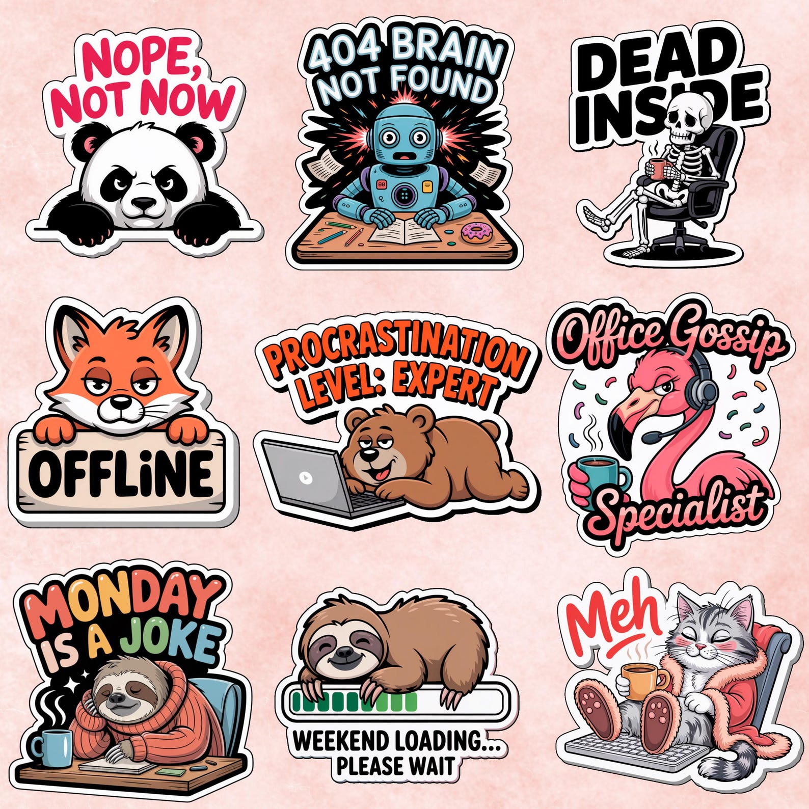 33 Funny Sarcastic Sticker Bundle PNG Digital Stickers , Office Humor ...