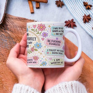 Svärmuggswrap, 11oz och 15oz muggmall, motiverande mugg, svordomugg, bad bitch-mugg PNG, mental hälsa-mugg PNG-filer digital nedladdning bild 7