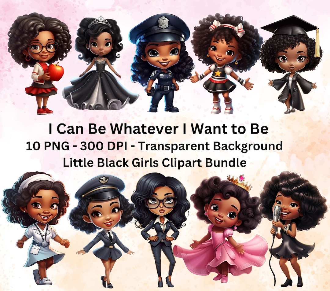 10 PNG Little Black Girls Bundle, Little Black Girl PNG Clipart Bundle ...