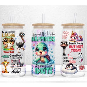 Lustige Tiere Glasdosenverpackung, 16 Unzen Libbey Glasdosen Sublimationsdesign, sarkastische Glasdose, lustige Zoo Libby Wrap, PNG-Datei digitaler Download