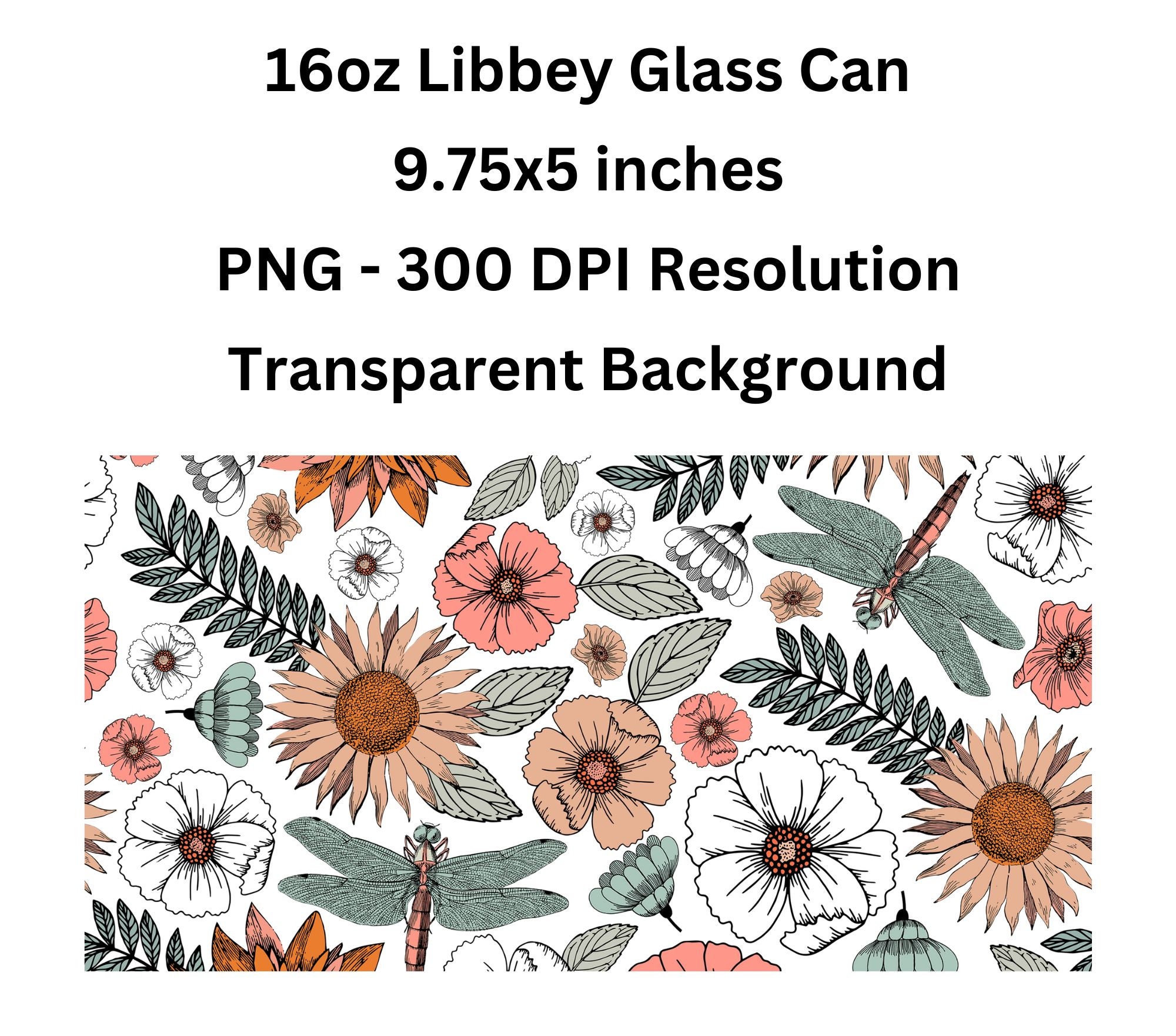 Seamless Boho Floral 16 Oz Libbey Glass Can Tumbler Design, Earthy Can ...