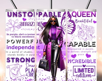 Empowering Black Woman Tumbler Wrap, 20oz Skinny Tumbler Sublimation Design, Black Girl Magic Tumbler Wrap PNG Files Digital Download