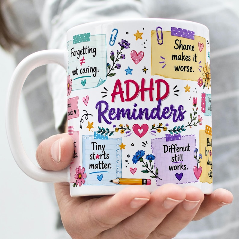 ADHD Mug Wrap PNG, ADHD Positive Reminders Mug Sublimation Design, 11oz&15oz Mug Template, Mental Health Mug Png Digital Download