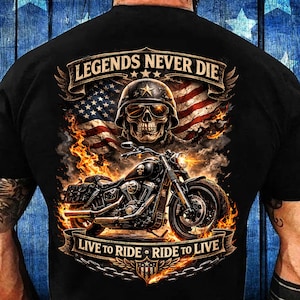 Biker Shirt PNG Skull Design, Live To Ride Ride To Live Motorcycle Png, Biker Skull PNG, Born To Ride Png, Patriotic Rider Digital Download