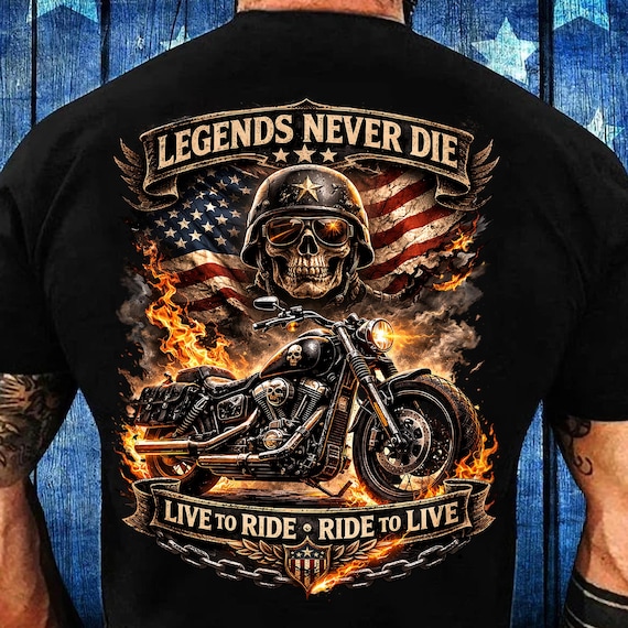 Biker Shirt PNG Skull Design, Live To Ride Ride To Live Motorcycle Png, Biker Skull PNG, Born To Ride Png, Patriotic Rider Digital Download