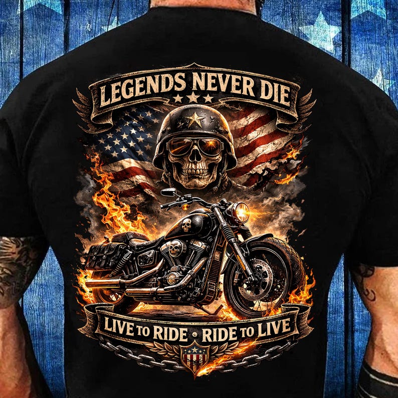 Biker Shirt PNG Skull Design, Live To Ride Ride To Live Motorcycle Png, Biker Skull PNG, Born To Ride Png, Patriotic Rider Digital Download