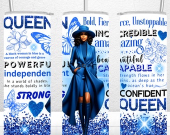 Inspirational Black Woman Tumbler Wrap, 20oz Skinny Tumbler Sublimation Designs, Positive Affirmations Black Girl, PNG File Digital Download