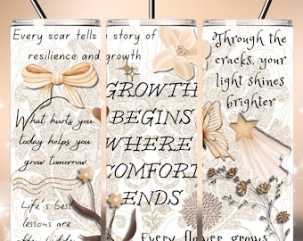 Growth Mindset 20oz Skinny Tumbler Sublimation Designs, Mental Health Tumbler Wrap, Inspirational Tumbler Wrap, PNG Files Digital Download