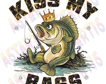 Retro Kiss My Bass PNG Sublimationsdesign, lustiges Angeln PNG, Angeln Sublimation Png für Shirt, Sommer Bass Fisch Png, Geschenk für Papa