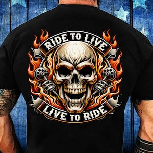 Ride To Live, Live To Ride PNG Sublimation Design, Rider Skull PNG, Hell Rider Png, Flaming Skull Design, Biker Shirt - PNG Digital Download