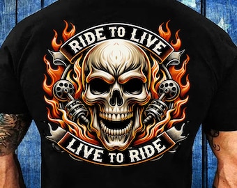 Ride To Live, Live To Ride PNG Sublimation Design, Rider Skull PNG, Hell Rider Png, Flaming Skull Design, Biker Shirt - PNG Digital Download