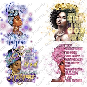 Black Women PNG, 4 Png Files, Afro Queen PNG, Melanin Girl, Black Queen png, PNG Sublimation, Digital File Sublimation, Afro American Girl