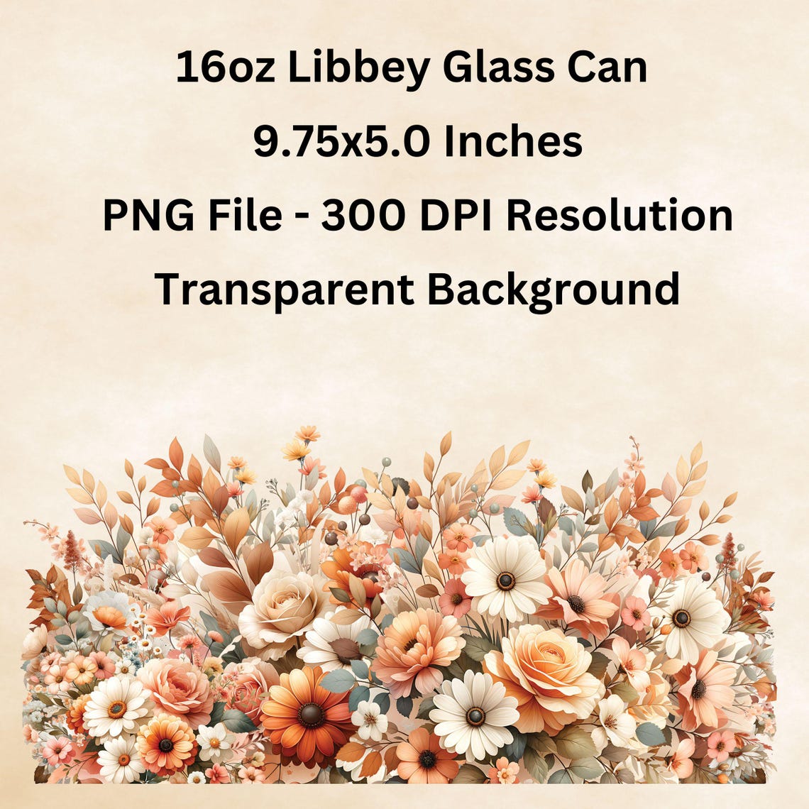 Watercolor Boho Flowers 16 Oz Libbey Glass Can Design, Boho Libbey Can ...