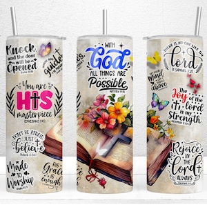Christian Bible Verse Affirmations Sublimation Design, 20oz Skinny Tumbler Design, Bible Verse Tumbler PNG, Christian Tumbler Wrap