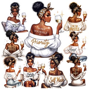 9 Black Boss Lady Bundle Png, Black Girl Boss Clipart, Black Woman Clipart, Black Boss Lady, Black Afro Lady PNG, Girl Boss Bundle PNG