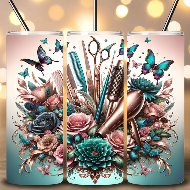 Hairdresser Seamless 20oz Tumbler Wrap Hairstylist Tumbler Wrap Sublimation, Hair Boss Tumbler Designs Hair Hustler Tumbler PNG