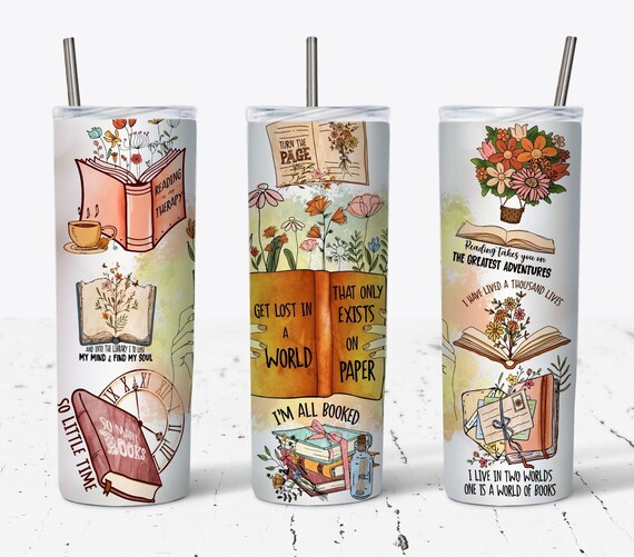 Reading Books Motivation Tumbler 20oz Skinny Tumbler Etsy