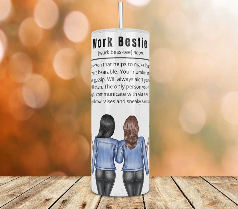 Work Bestie Definition Sublimation Design Wraps for 20 oz. Skinny Tumbler - PNG Download DIGITAL ONLY, Funny Coworker Gift, Best Work Friend image 3