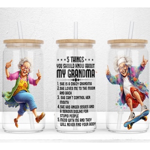 Funny Grandma 16oz Libbey Glass Can Tumbler Sublimation Design, Funny Sublimate Designs, Grandkids Tumbler Wrap, PNG File Digital Download