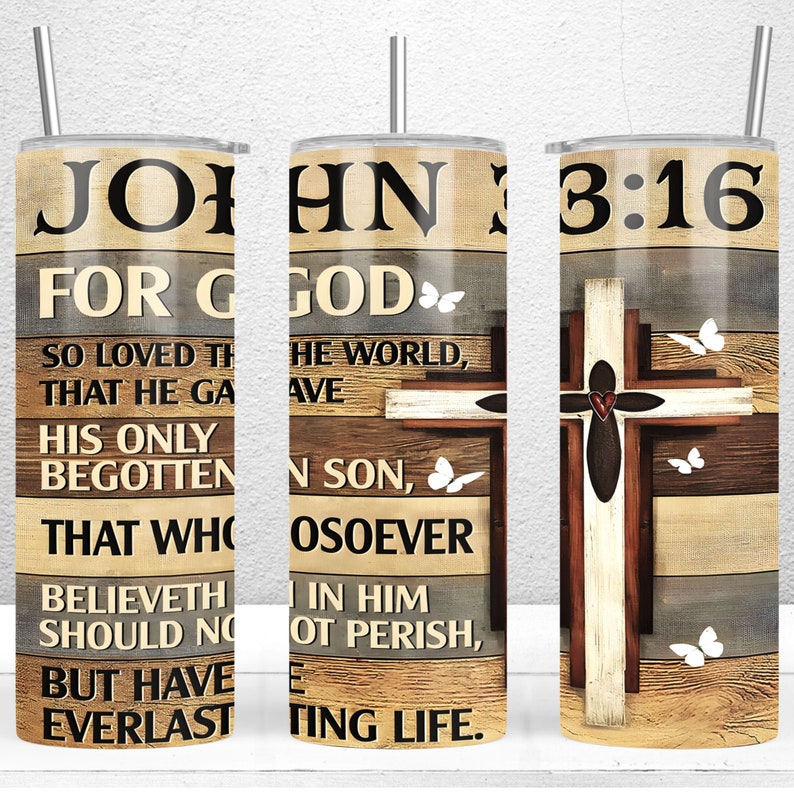 For God So Loved The World John 3 16, 20oz Skinny Tumbler Design, Christian Tumbler Wrap PNG Digital Download, Religious Tumbler Wrap
